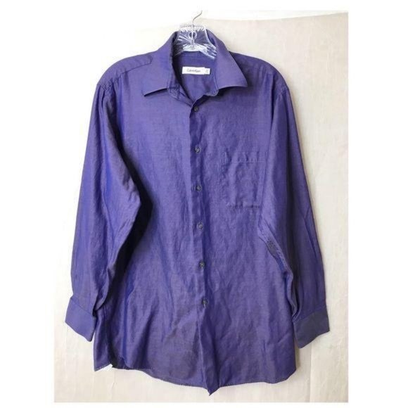 Calvin Klein Mens Purple Button Front Shirt - Picture 1 of 11
